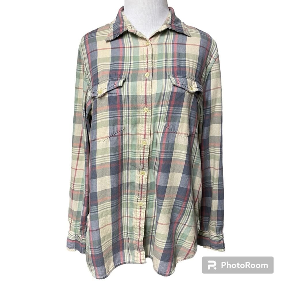 Ralph Lauren Denim Supply Large Plaid Button Down Flannel Shirt Long Sleeve Med